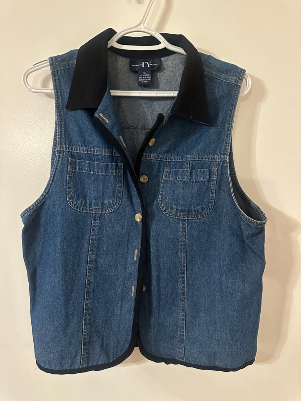 Ty Denim Vest with Black Trim
